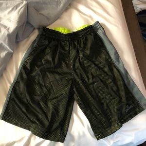Black and lime green shorts.